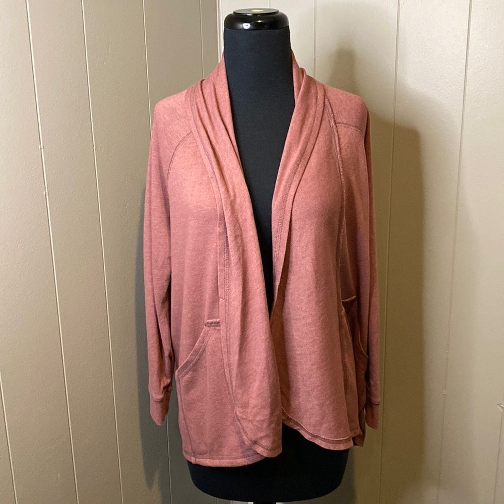 Alternative Small Knit Open Front Pink Jacket Cardigan Pockets